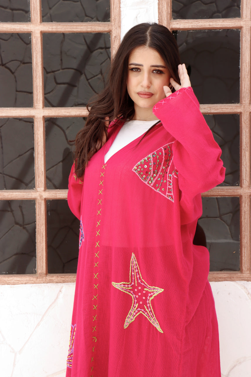 Artisan Linen Dress Pink